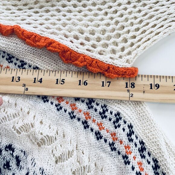 Sleeping on Snow Dress Small Anthopologie Risen Sun Orange Crochet Sweater Boho - Picture 6 of 13